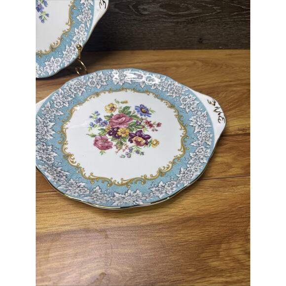 Royal Albert England ENCHANTMENT 10-1/4" HANDLED PLATES Gold Trim ~set Of 3 - Picture 4 of 9